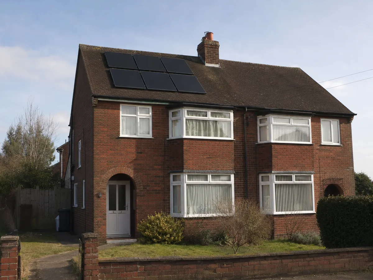 A completed solar installation on a 1930s semi-detached house
